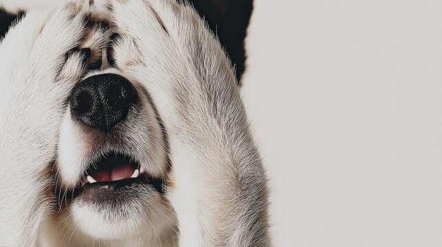 An expressive dog covers its eyes with a look of dismay. A study in candid expressions: the dog's emotion. ..Created with Generative AI, not depicting real subjects.