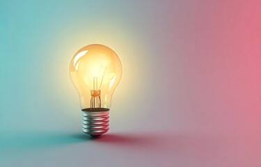 A glowing light bulb against a pastel background, symbolizing creativity and innovation in design.