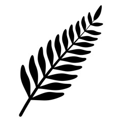Fototapeta premium Botanical illustration of a fern frond in silhouette against a white background