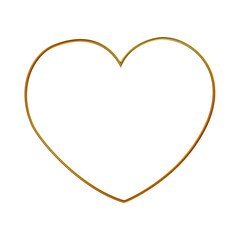 Elegant gold heart outline on transparent background – luxury romantic frame for Valentine’s Day, wedding, or love design