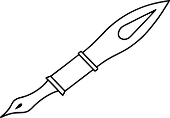 Fountain Pen Nib Line Art Vector Illustration