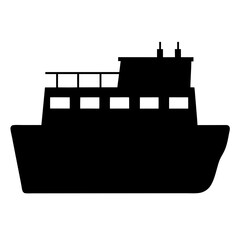 Obraz premium Black silhouette of a modern passenger ferry boat against a white background