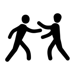 Simple black stick figure graphic depicting a fight or disagreement situation