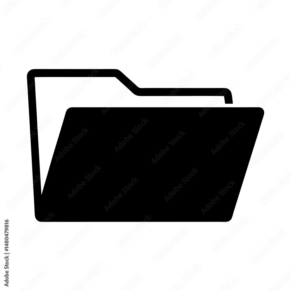 Poster black folder icon representing data storage, organization, and file management concepts