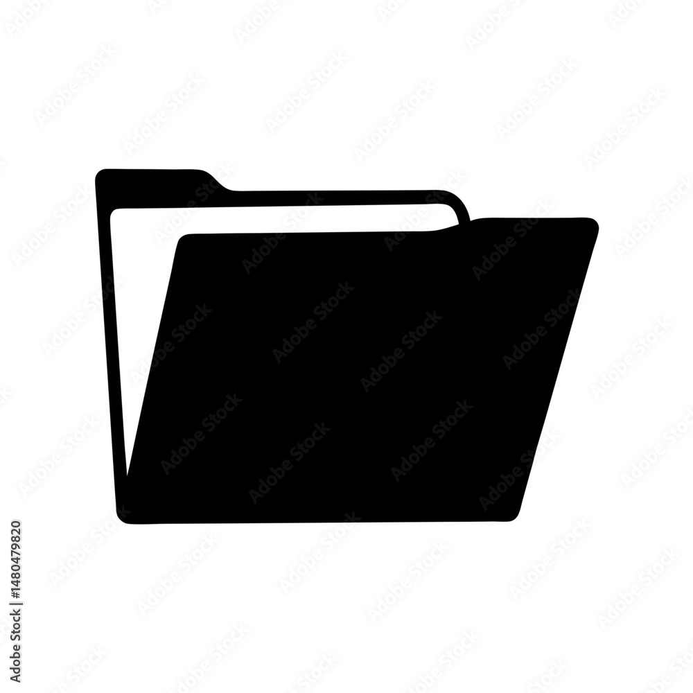Poster simple black folder icon for data management and file organization tasks