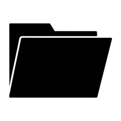 Simple black and white illustration of an open file folder icon