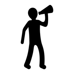 Person Using Megaphone Silhouette for Announcement or Protest Illustration Concept