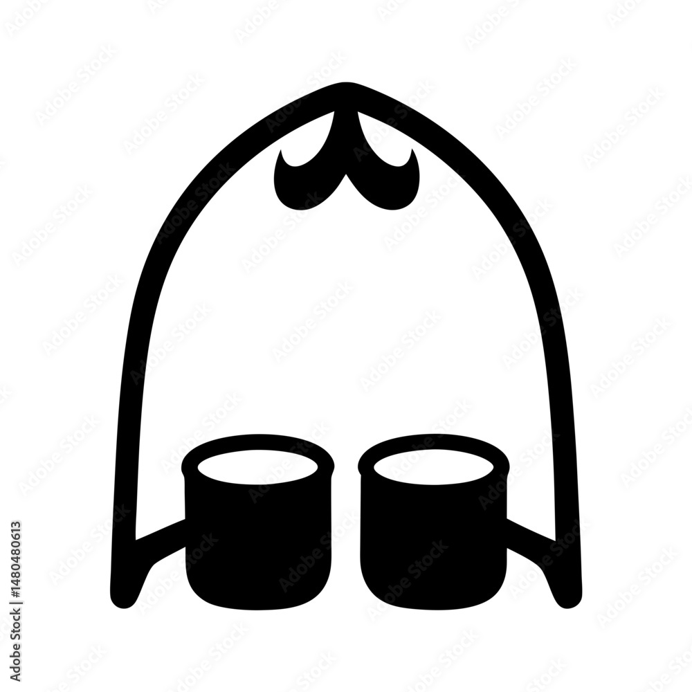 Poster abstract black and white illustration of two cups within an archway structure