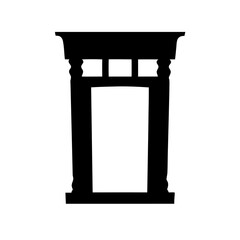 Black and white silhouette of an architectural archway or doorway structure
