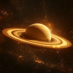 Stunning Saturn planet with glowing rings high resolution HD wallpaper
