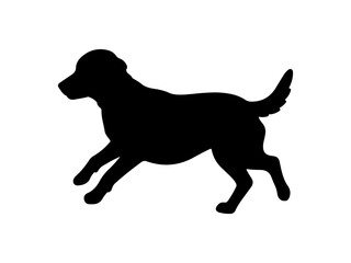 Cute dog running silhouette vector flat illustration design.