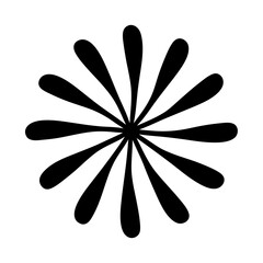 Stylized floral vector design with black petals on a white background