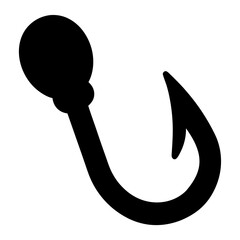 Single black fishing hook with a round bait holder and sharp end