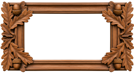 Image Frame with Oak Leaves and Acorns Carved into the Wood Border, Front‑Facing