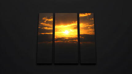 Majestic sunset over layered clouds, casting golden hues, with a serene atmosphere ideal for tranquil backgrounds