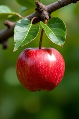 Fresh red apple on tree. Organic fruit