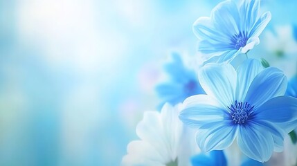 Blue and White Flowers with Soft Background