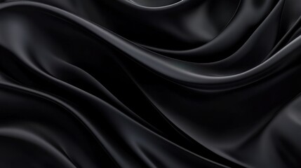 Obraz premium Abstract Black Silk Fabric with Smooth Waves