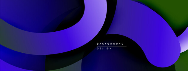 Abstract fluid shapes, vibrant purple hues, dark background. Modern design element, smooth gradients create dynamic composition.