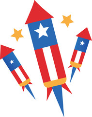 patriotic fireworks rocket vector art illustration