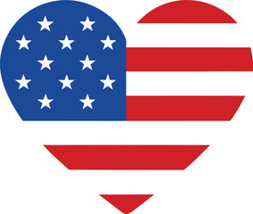 USA flag in shape of heart vector art illustration