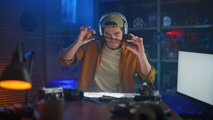 Man Engineering Workshop Focus on Technical Instruments