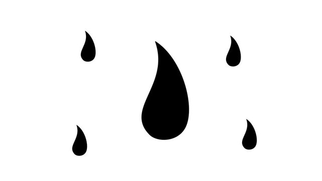 Zoom in and out animation the flame symbol. Large black symbol in the center and four small symbols around. Seamless looped 4k animation on white background