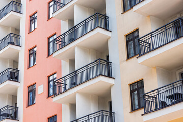 Balconies and windows of the building.