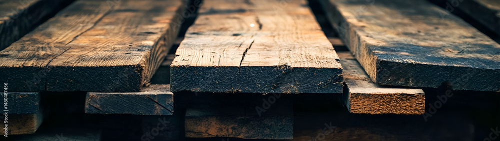 Poster close up of weathered wooden planks arranged in a horizontal pattern showcasing texture and rustic c