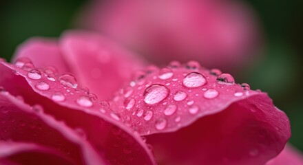 Fototapeta premium Pink Rose Petal with Water Drops, Photo