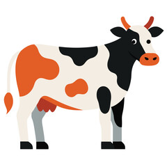 A cute cartoon cow and calf, white mammals from the farm, a funny vector art illustration
