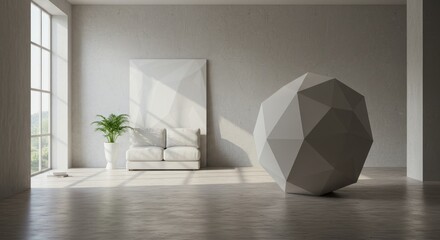 Minimalist Interior with Geometric Shapes - Illustration