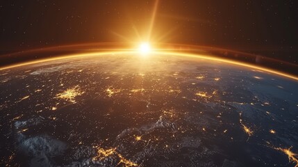 Stunning nighttime global visualization of earth highlighting city lights and connectivity networks