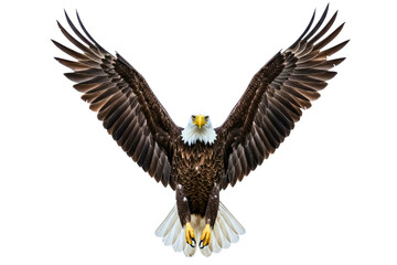 Fototapeta premium Majestic eagle in flight with wings fully spread isolated on a transparent background