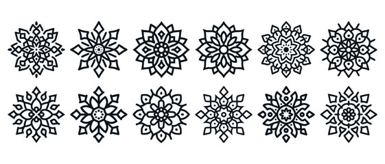 Black and white mandala outline for coloring - vector illustration art
