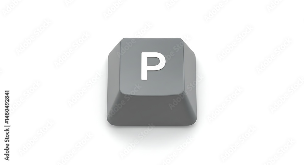 Fototapete isolated gray key 'p' from a computer keyboard on white background