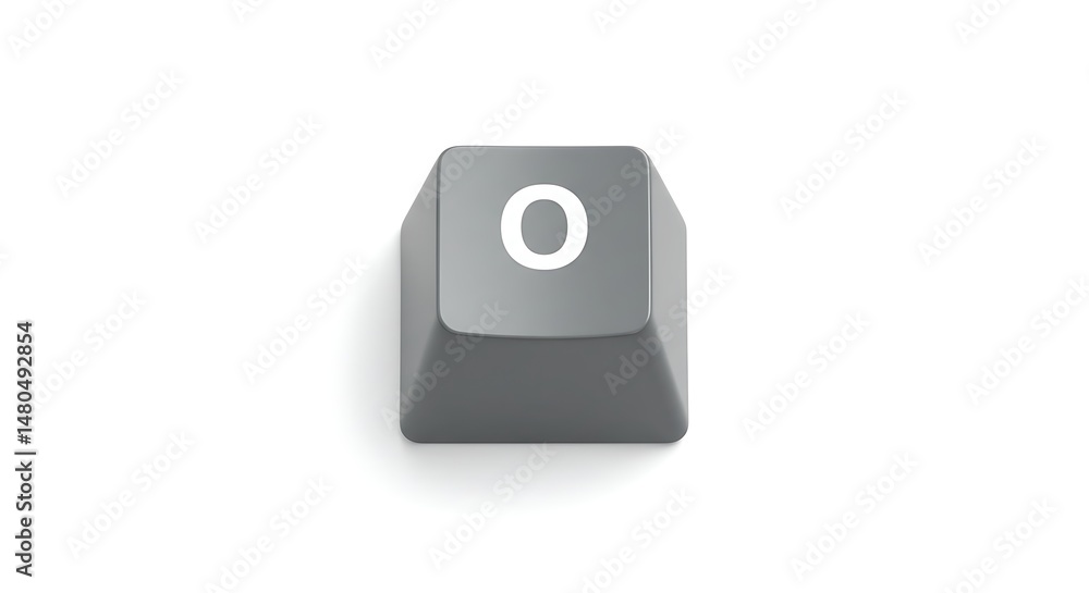 Poster isolated gray computer keyboard key with the letter o