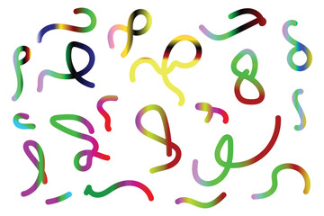 Colorful ribbon confetti pattern with curved streamers
