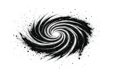 Monochrome galaxy vector. Cosmic spiral, line art black and white.
