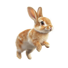 Adorable fluffy bunny rabbit leaping isolated on black background Perfect on transparent background