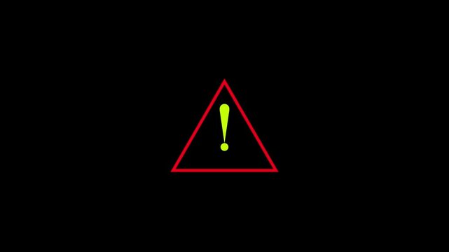 Warning sign animation. Danger warning footage template, warning sign logo animation with a black background