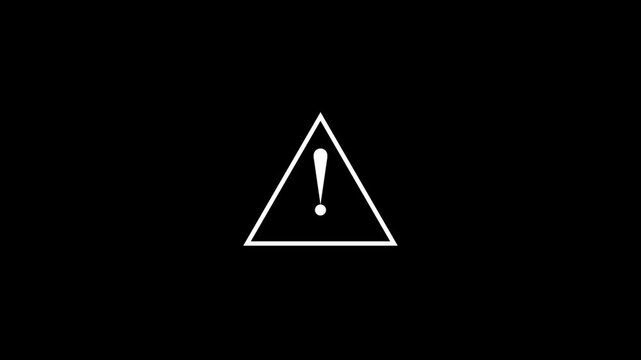 Warning sign animation. Danger warning footage template, warning sign logo animation with a black background