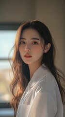 Female doctor wearing white lab coat in hospital. Young beautiful Asian medical professional nurse at work. Healthcare and medicine concept