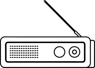 Radio With Antenna Line Art Vector Illustration