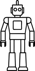 Robot Figure Line Art Vector Illustration 