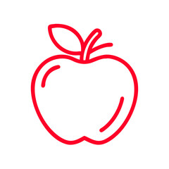 Red Apple Outline Icon, Vector Illustration