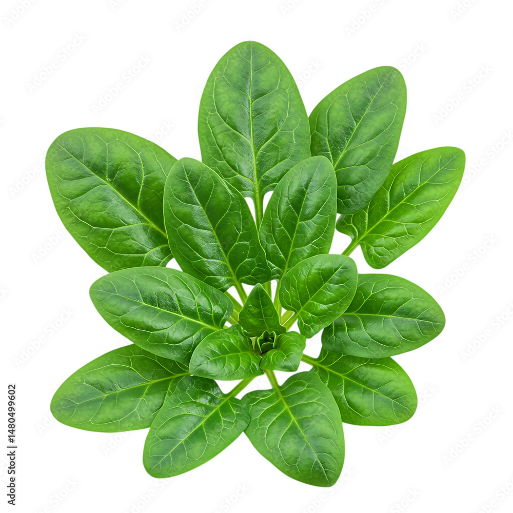 Aufkleber fresh spinach leaves arranged in a cluster isolated on transparent background