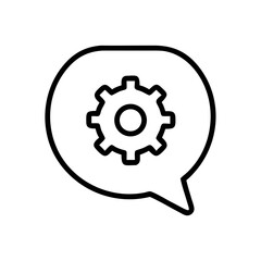 Gear in Chat Bubble Single Line Icon