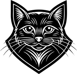 Cat icon logo design. black cat on white background