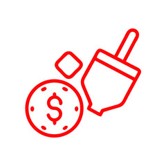 Hanukkah Dreidel, Gelt Coin, and Cube Icon